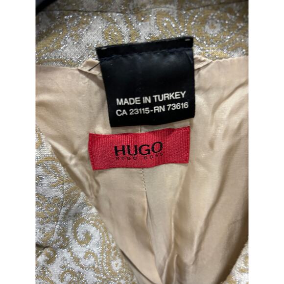 Vintage Y2K Hugo Boss Dress Jacket Womens Small Metallic Jacquard Preppy - Picture 2 of 4